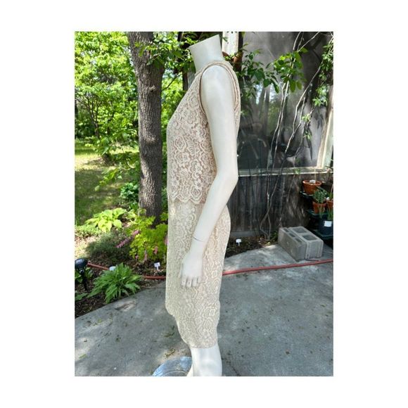 Vintage | 50s Lace Sheath Dress & Matching Sleeveless Jacket Ivory Pinup - Picture 6 of 16